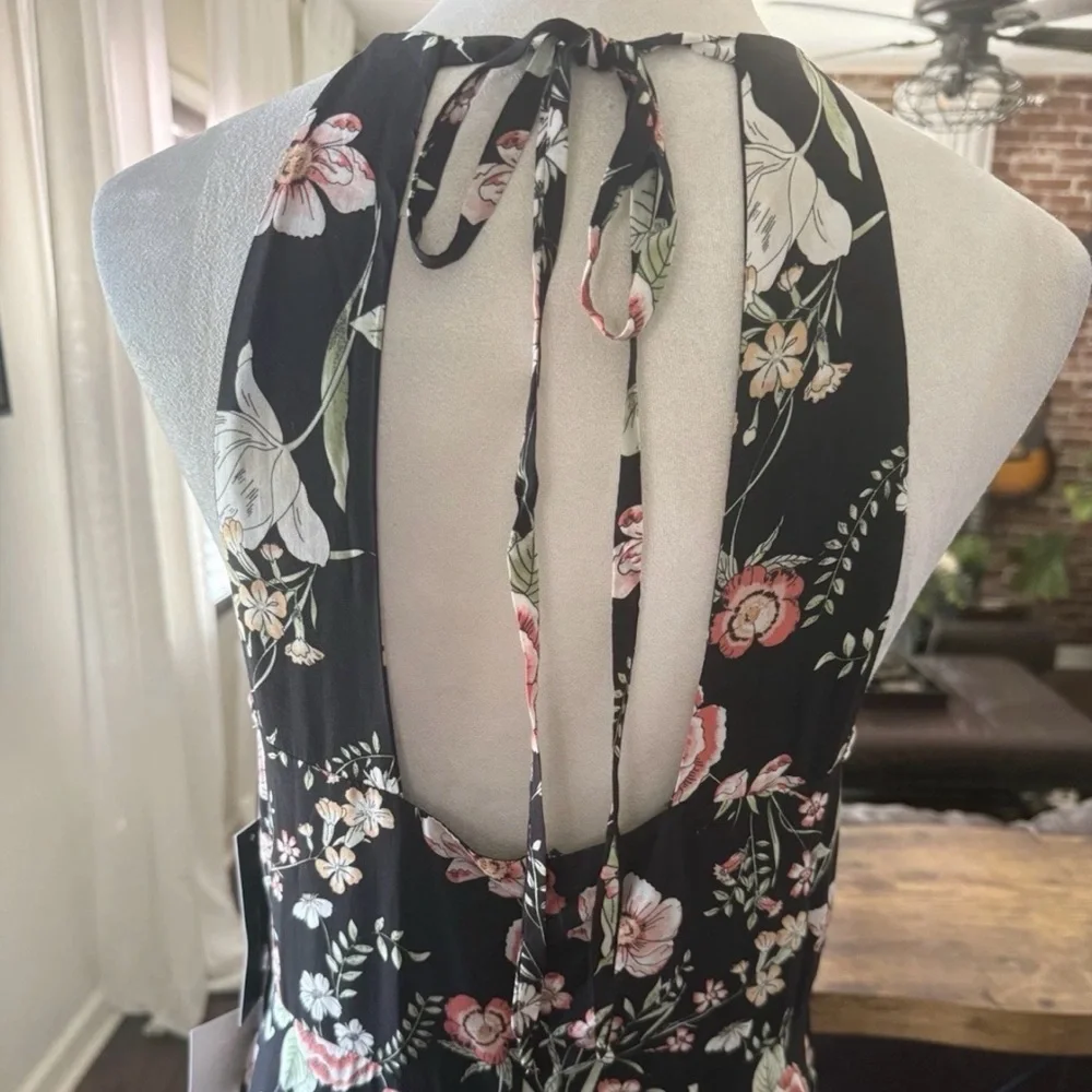 NWT Lulu's Black Floral Maxi Dress - Picture 4 of 8